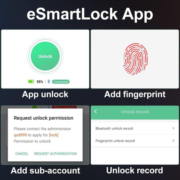 Digital hengelås for treningsstudio, opplåsing med telefonapp, autorisert, Rem