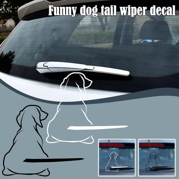 Funny Moving Tail Dog Car Sticker Window Wiper Decals Rear Windshield Sticker White