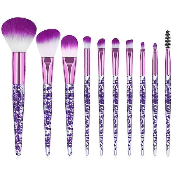 Makeupbørstesæt Rejsesæt Makeupbørste Rougebørste Krystal Makeupbørste Lilla Makeupbørste Glitter Makeupbørste (Lilla)