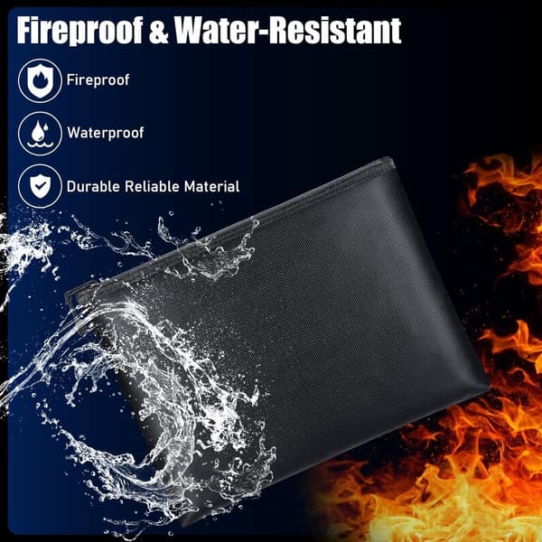 Fireproof Document Bag - Fireproof and Waterproof Money Bag with Zipper for Cash - Fireproof Document Bags