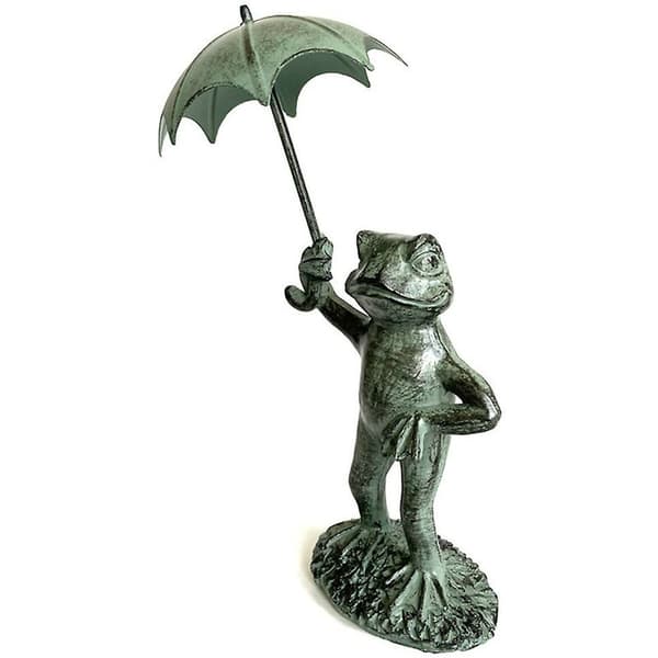 Haveparaply frøstatue, indendørs og udendørs dekoration