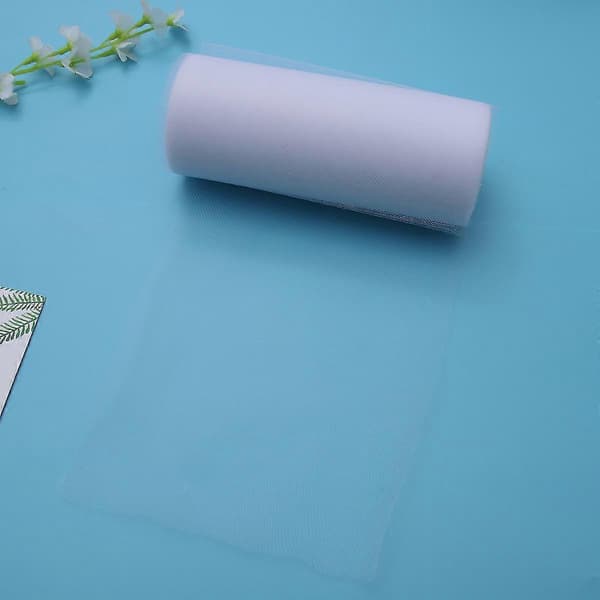 Hvite korte kjoler Poly Mesh Bånd Stoff Tyll Rull Stoff Tyll