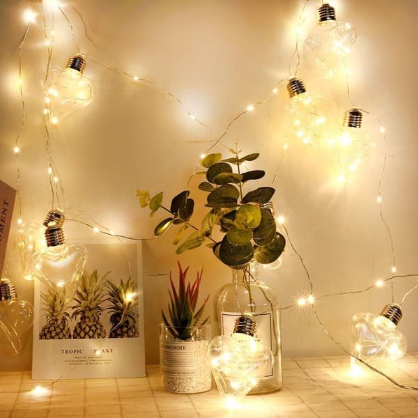 4.8m Long String Lights with 10 Beautiful Heart Lamps and 100 Copper Wire LEDs KLB