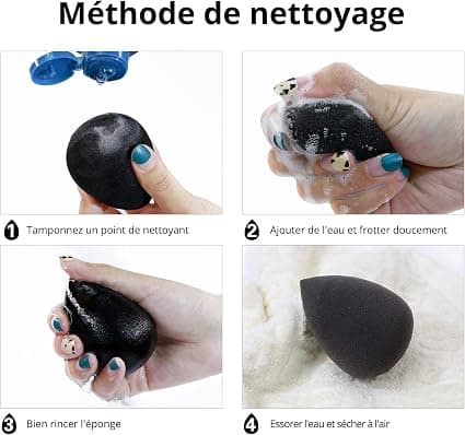 Sæt med 5 sorte makeupsvampe til påføring af foundation
