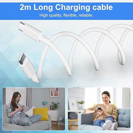 2-pakning 20W USB C-lader Ladekabel for iPhone-serien, iPad Strømadapter, USBC Adapter Hurtiglader med 2M USB C Hurtigladekabel