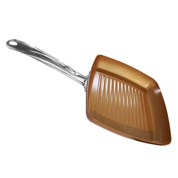 Square Frying Pan Non-Stick Cookware Safe Healthy Portable for Sauté Grill Copper Copper