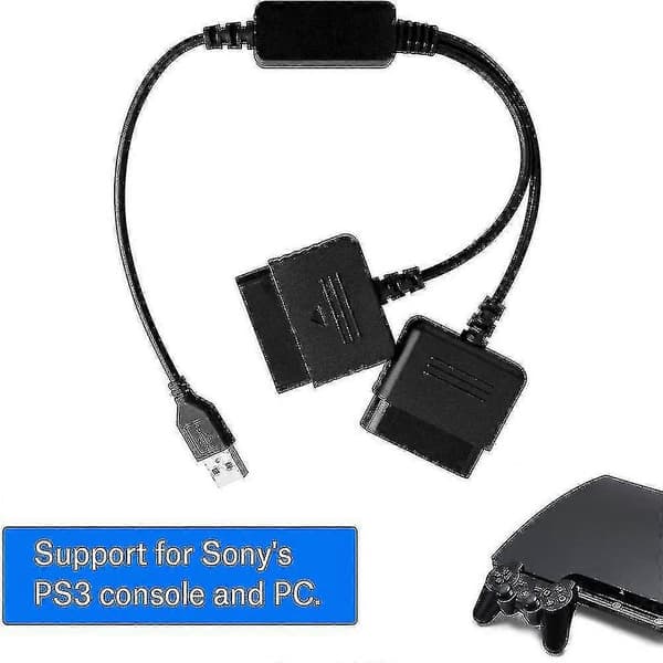 USB til PS2/PS3 Håndtak Konverteringskabel To I Ett Kontrolleradapter
