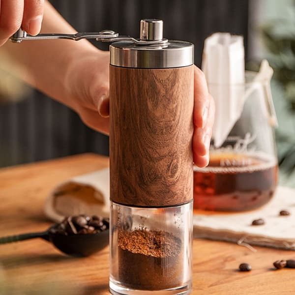 Natural Wood Look: Compact Coffee Grinder with External Settings KLB