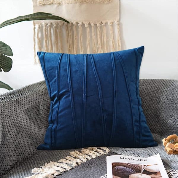 Dekorativa prydnadskuddar soffkuddar set om 2, marinblå 45*45CM, blå