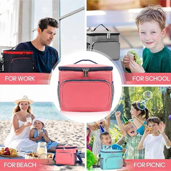 1 pc Lunch Bag, Work Bag with Thermal Insulation, 11L Large Bag with Double Compartments for Food, Lunch Cooler