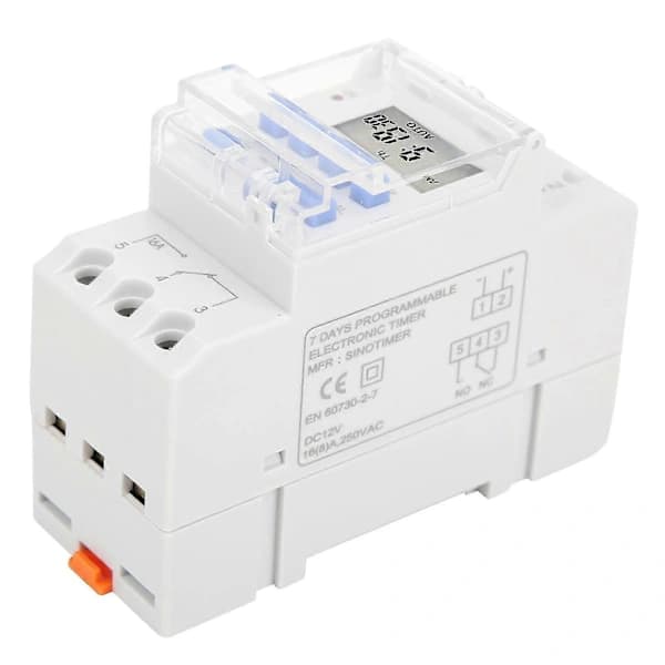 Uketimer 12V DC 16A LCD-skjerm med nedtellingsfunksjon utskiftbart batteri