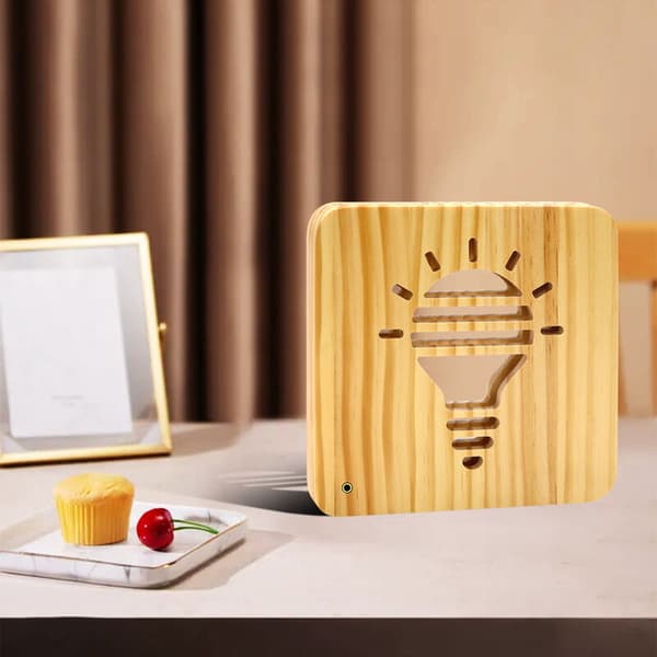 3D Tre Glødelampe Bordlampe LED Tre Lampe USB Drift Varm Farge Bursdag Soverom Dekorasjon