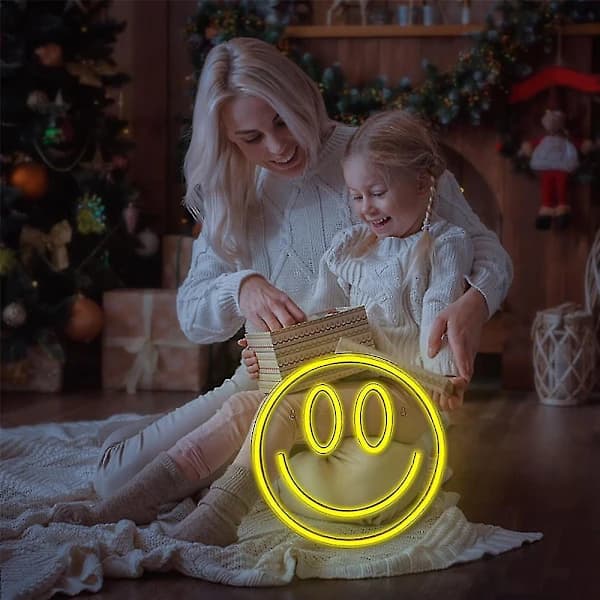 Smiling Face Neon Sign for Decoration LED Night Light USB Kids Gift
