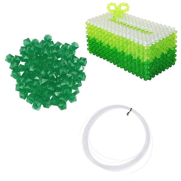 Acrylic String Beads Green Square Beads for Jewelry Making 950 pcs