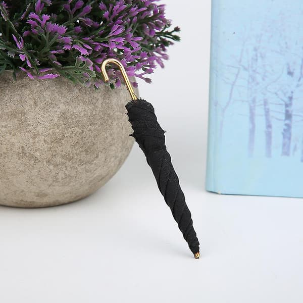 1:12 skala miniature sort stofparaply - 2 stk DIY dukkehusdekorationstilbehør