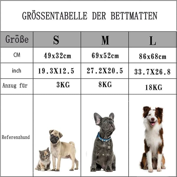Sengemåtte til hunde og katte, vaskbar, med søde print, KLB