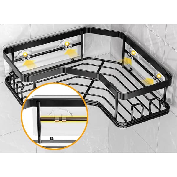 Self-Adhesive Bathroom Shelves | 2-Pack Shower Shelf No Drilling Black black black