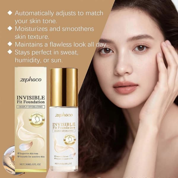 Zephoco Two-in-one Color Changing Foundation Moisturizing, Smudge-proof, Matte, Natural, Daily Coverage Foundation