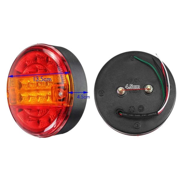 12V-24V Universal 20 LED Bilhenger Vogn Lys Lastebil Baklys Brems Stopp Indikator Blinklys Rund