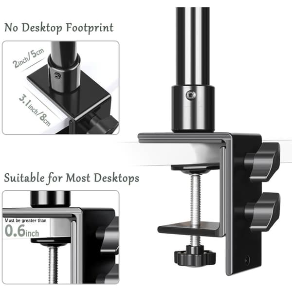 C-Clamp for Stand Desk Lamp Holder with 1/4\" Ball Head Table Mount Adjustable Table Stand for Camera