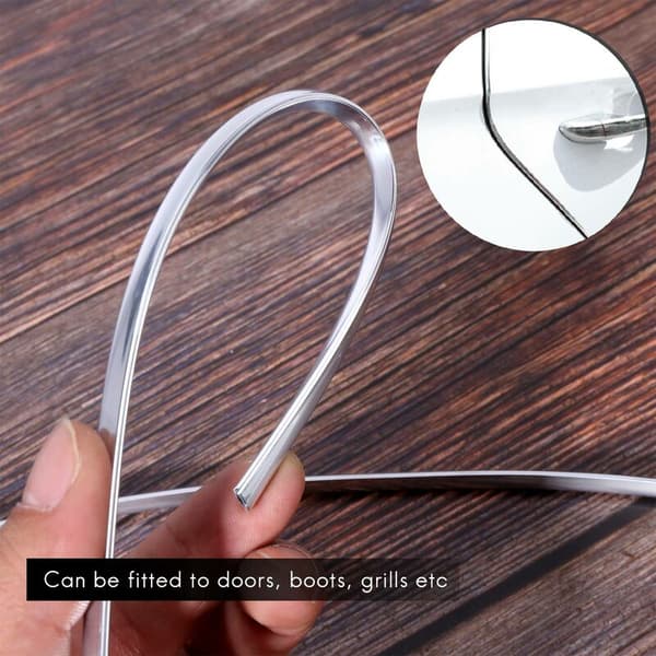 20FT Chrome Strip, Decorative Strip, Car Door Edge, Anti-Scratch Protective Cover Silver