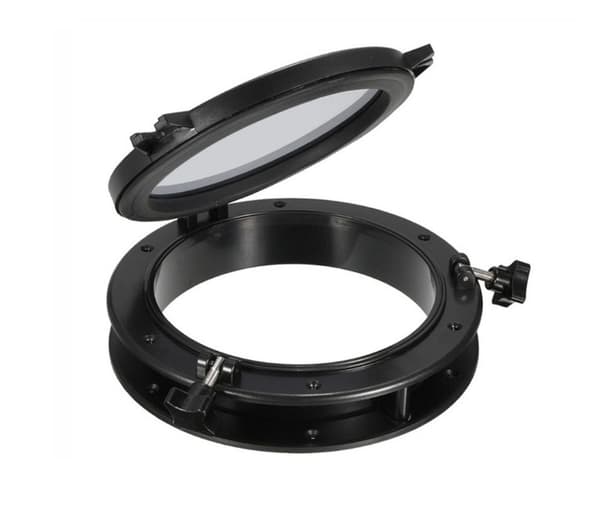 Waterproof Porthole for Yacht, Boat, Caravan - 215mm Diameter, Black, 1pc