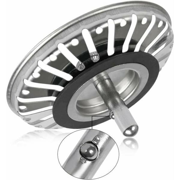 2 st diskho sil/diskho avloppsplugg diskho stopp hål kök/badrumssil 84 mm diameter med kulspets, rostfritt stål