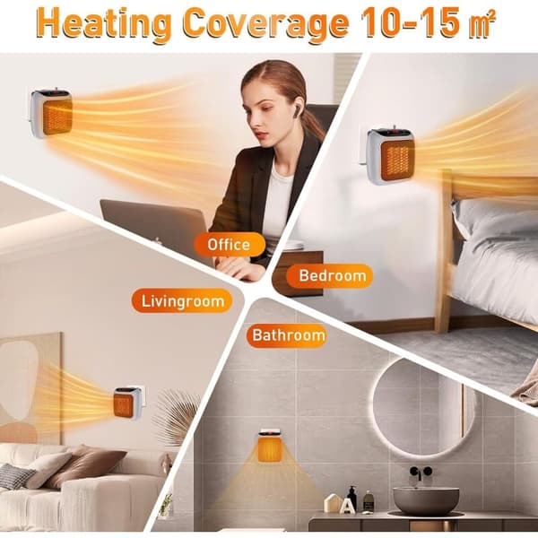 Electric Fan Heater 800W Extra Heat, 2 Modes with LED Display and Remote Control