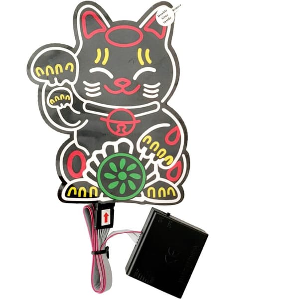 Fortune Lucky Kitty Bilvindu Sikkerhetsdekaler LED-lys for JDM Glow Panel Dekorasjon Tilbehør