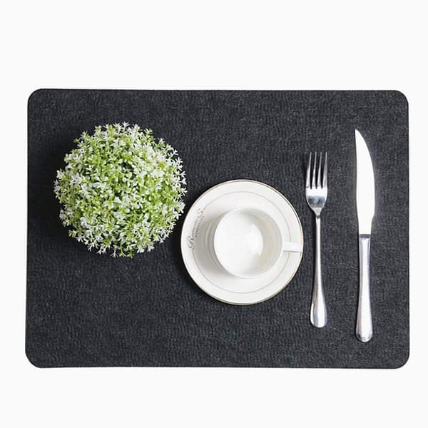 Felt Underlays, 18-pack - Washable Table Mats, Coasters and Cutlery Pockets in Dark Grey for Table, Bar and Kitchen