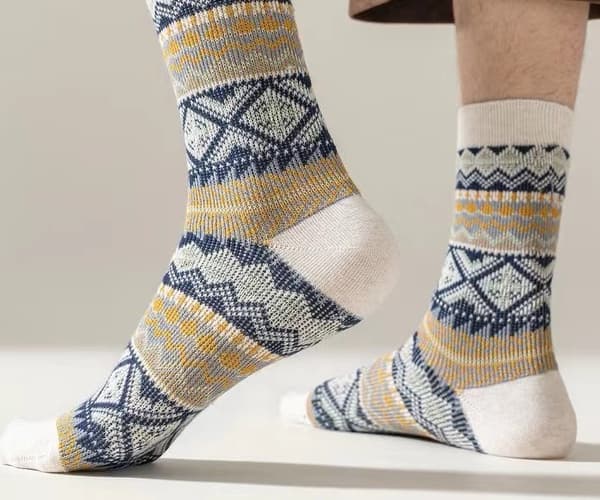 Herrestrømper Bomullsstrømper Retro Etnisk Stil 5 Par