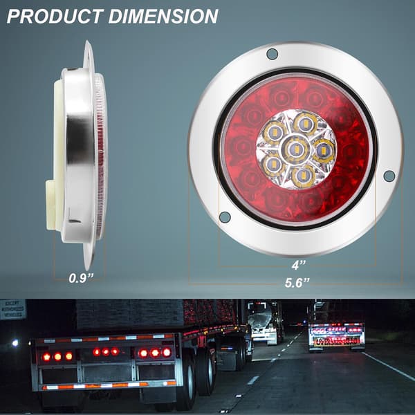 2 stk runde LED-bremselys, 4 tommer 16 LED-baklys 12V 24V brems