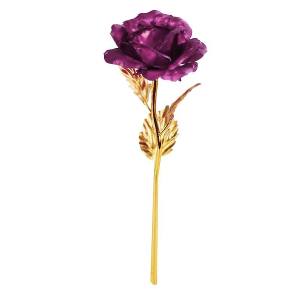 Everlasting Rose - Purple with Gold Stem