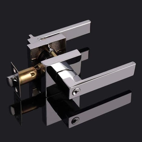 Door Handle with Keys in Polished Chrome Stainless Steel