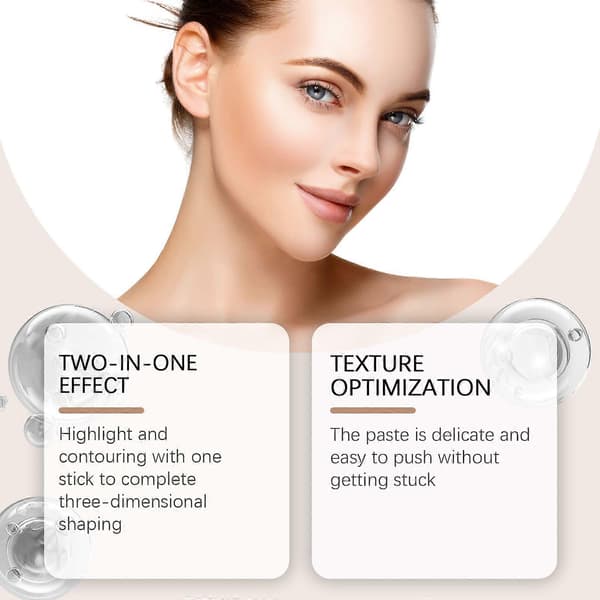 Zephoco 2-i-1 Creme Highlighting Og Konturering Dobbeltendet Stick Creme Farve Naturlig Lys Bronzefarve Til At Forme Ansigtet