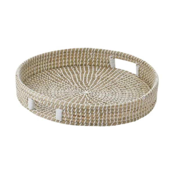 Seagrass Tray, Woven Seagrass Basket for Coffee Table, Fruit, Breakfast