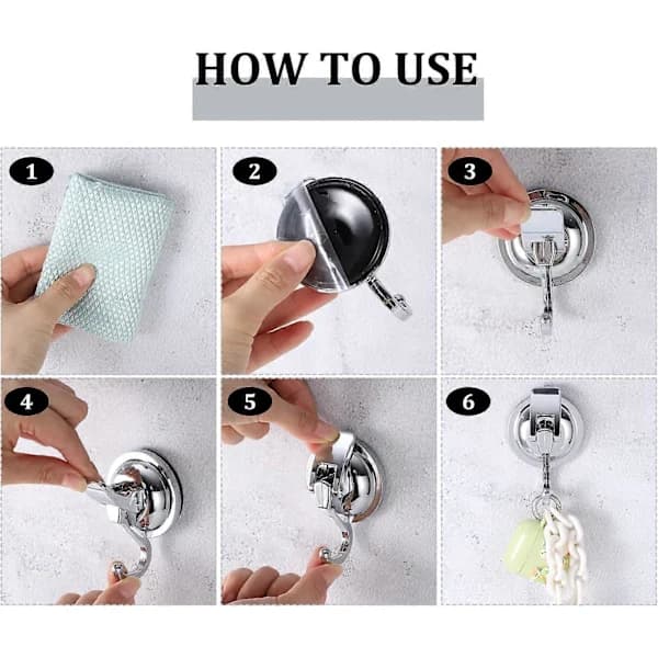 2-pack Suction Cup Hooks, Vacuum Suction Cup Hooks Powerful Press Removable Heavy Duty Hooks for Kitchen, Bathroom and Living Room Pendants