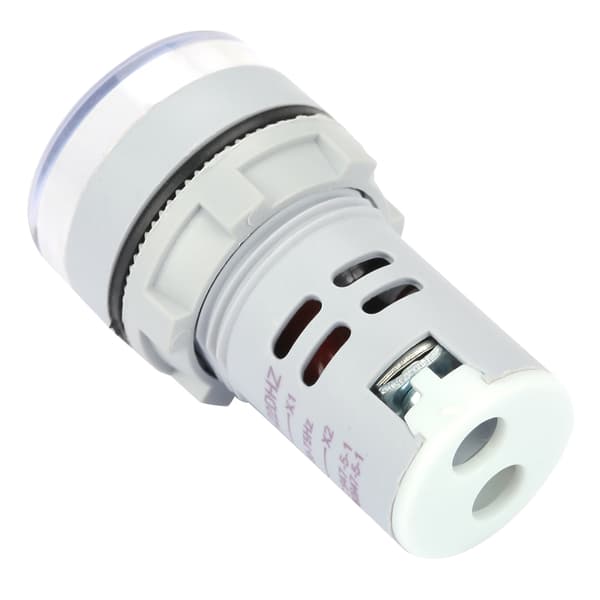Rund LED Digital Display Signal AC Hertz Frekvens Indikator Lampe AD16‑22DSH (hvit)
