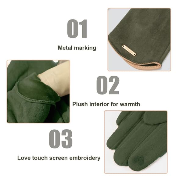 Warm Women's Winter Gloves with Sensitive Touchscreen for Texting Fingers Green KLB