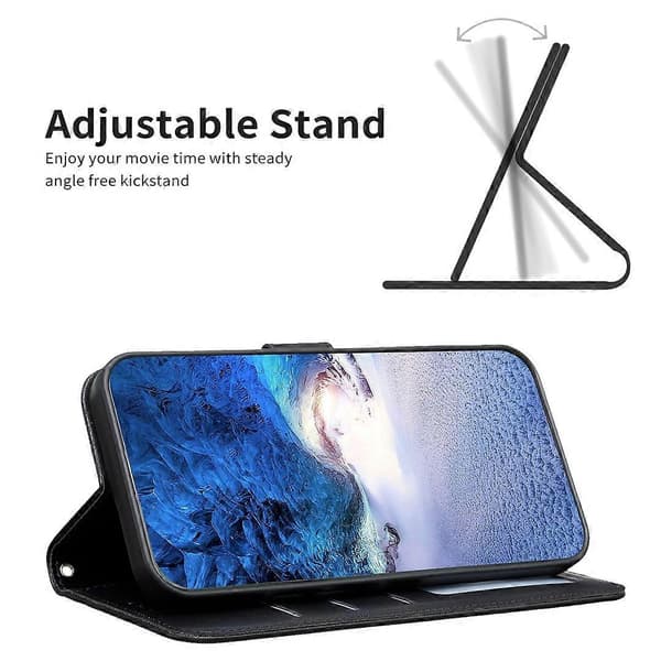 Til Samsung Galaxy A56 Etui Kløver Mønster Pung Stativ Visning Læder Telefoncover - Sort