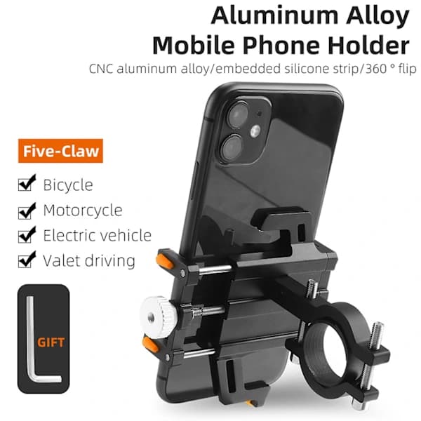Mobiltelefonholder til Cykel, Navigation, Beslag, Styr, Aluminiumslegering