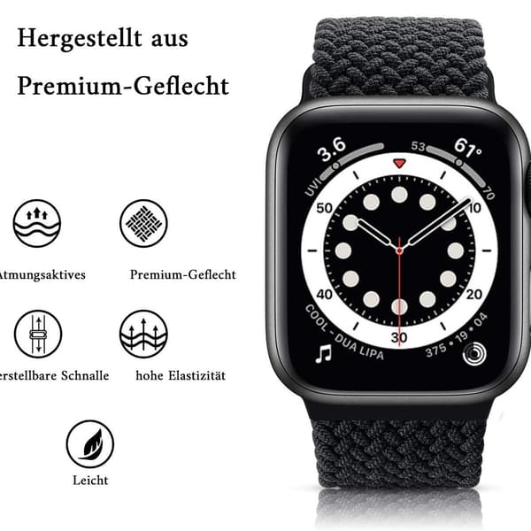 Flettet Solo Loop-armbånd kompatibelt med Apple Watch-rem 38 mm, 40