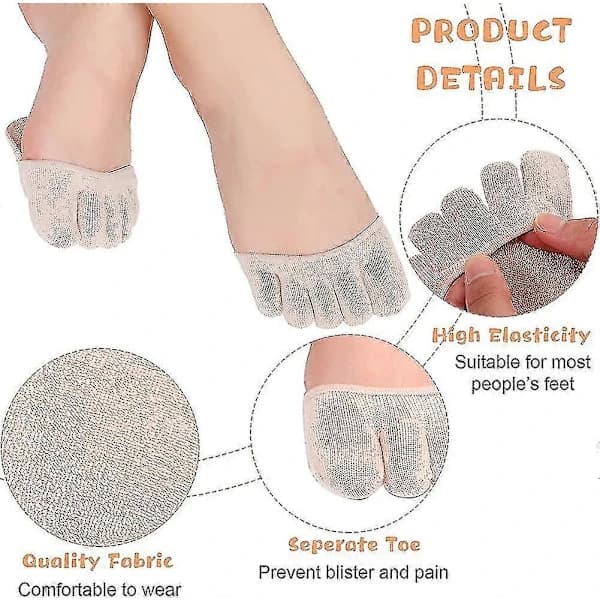 6 Pairs Toe Socks Invisible Socks Five Finger Half Socks Non-Slip Gifts