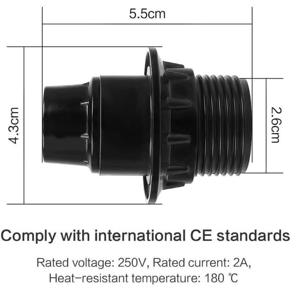 10 pcs lamp holders suitable for E14 screw bulbs and screw energy-saving lamps (black)
