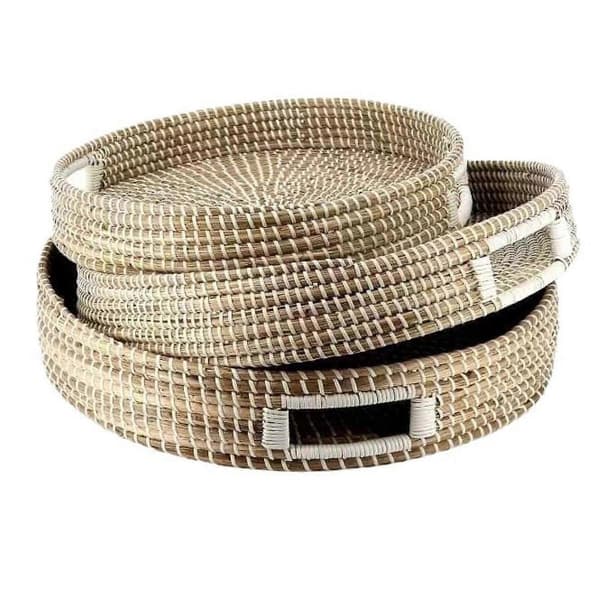 Seagrass Tray, Woven Seagrass Basket for Coffee Table, Fruit, Breakfast