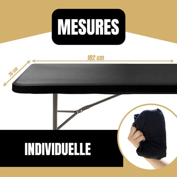 1 stk. Sort Rektangulær Stræklagen 182x76cm, Elastisk, med Elastik, Maskinvaskbar, Vandafvisende og Ideel til Have, Udendørs, Elegant