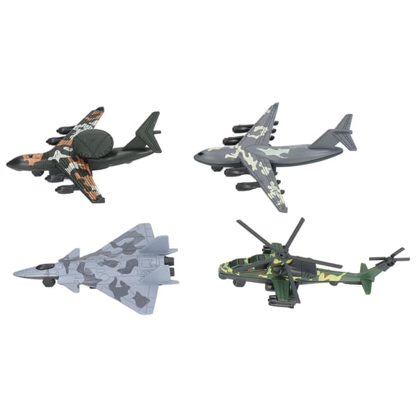 4 stk. Træk Tilbage Flylegetøj Børn Drenge Legering Simuleret Flymodel Fødselsdagsgave Dekoration Camouflage