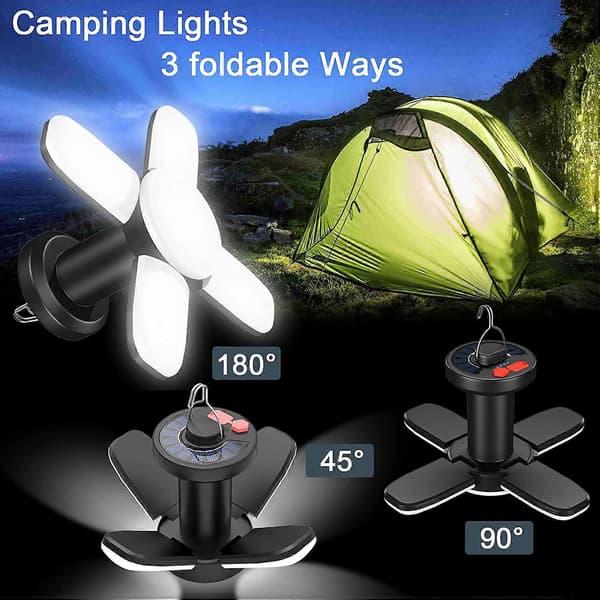 LED Campinglykt Solarlampe USB Oppladbar 6 Lysmoduser 8*8*16cm
