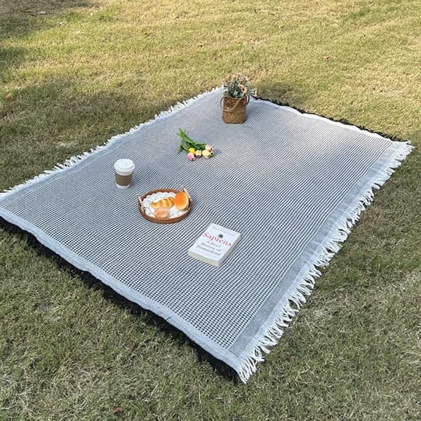 90 x 180 cm Vaskbart picnictæppe Camping Picnictæppe Strandtæppe Varmeisoleret Sandafvisende (Brun)