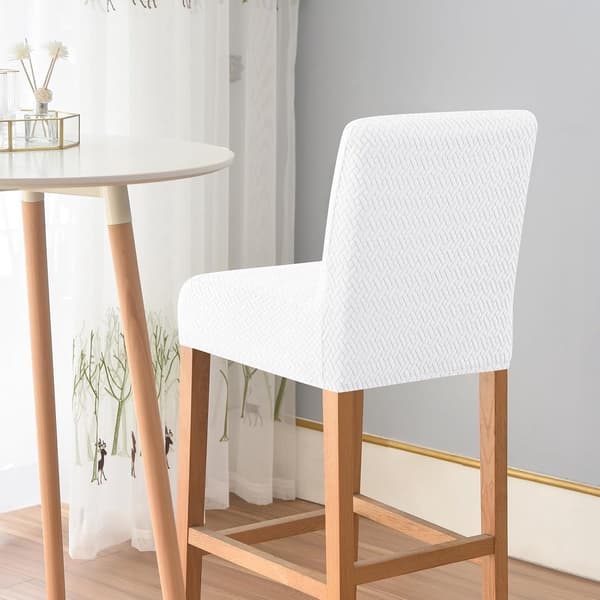 Washable Chair Covers 4-Piece Set with Backrest Removable White for Home Dining Bar Stool Compatible with Kitchen Bars Hotels